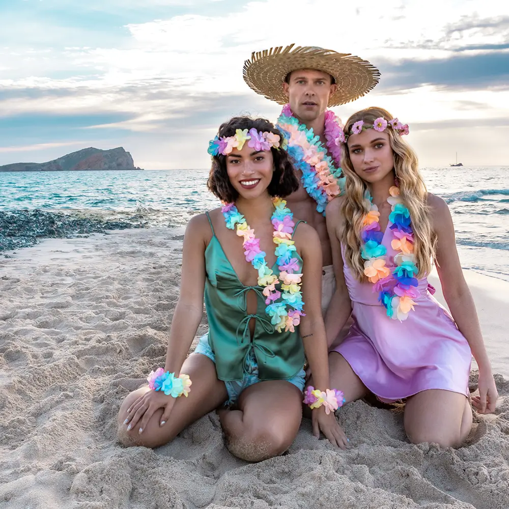 Kit Pastel Hawaiano - Accesorios para disfraces hawaianos