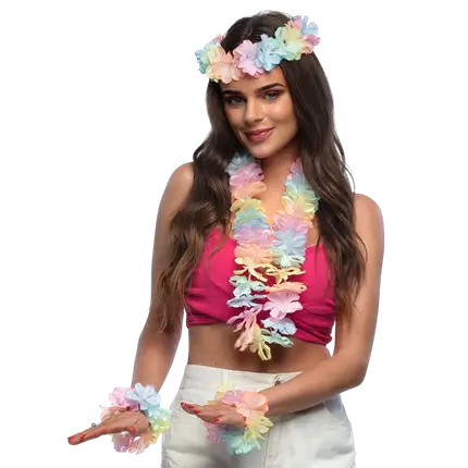 Kit Pastel Hawaiano - Accesorios para disfraces hawaianos