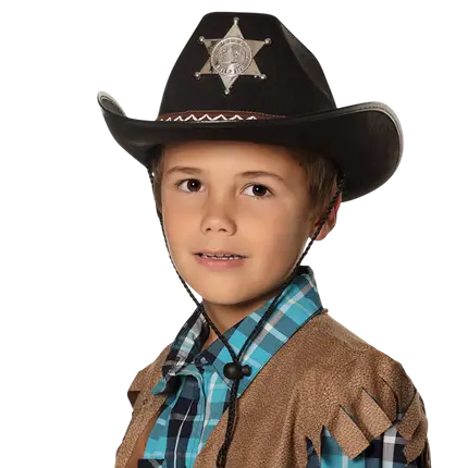Sombrero de Vaquero Negro Sheriff - Accesorio Disfraz Salvaje Oeste