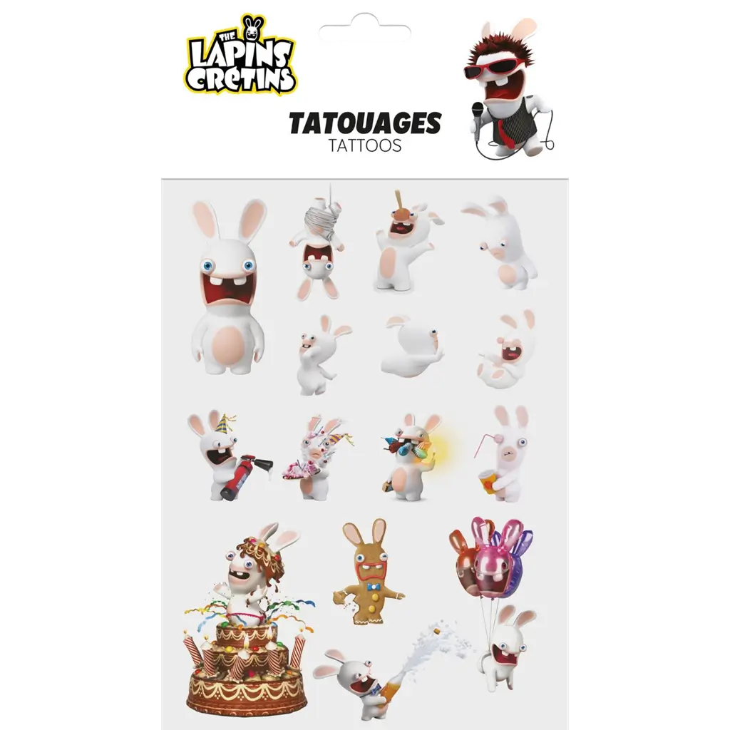 Rabbids™ Tatuajes efímeros para niños - Accesorios para cumpleaños