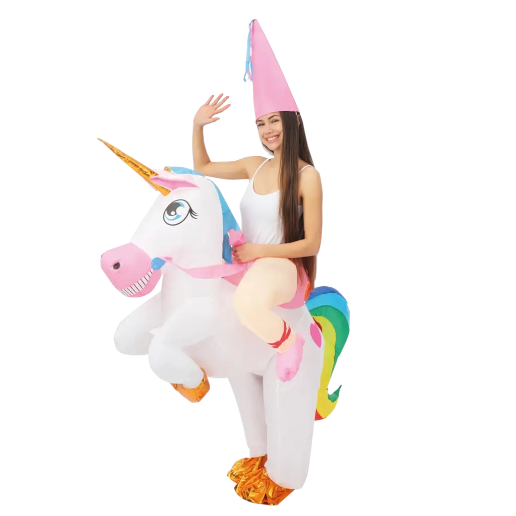 Disfraz de Unicornio Hinchable con Jinete Adulto - Talla Única Disfraz Festivo
