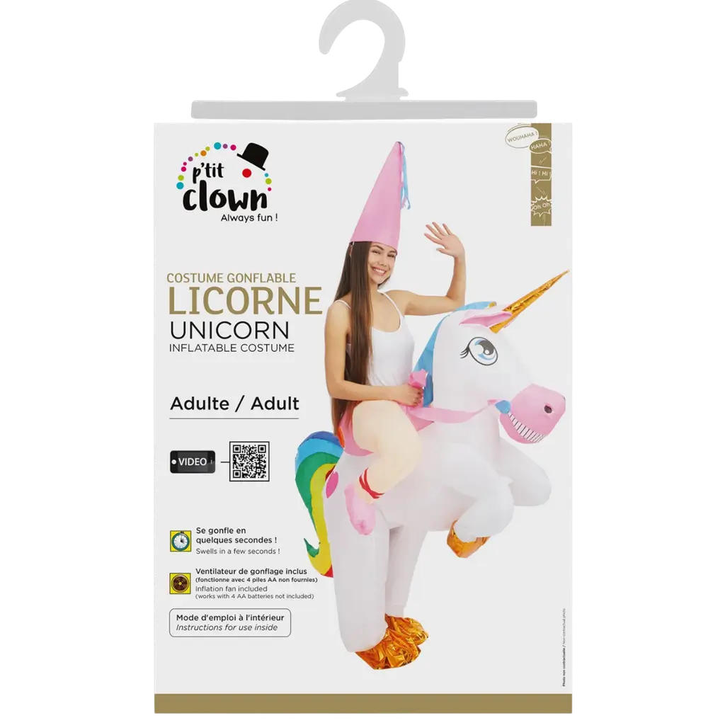 Disfraz de Unicornio Hinchable con Jinete Adulto - Talla Única Disfraz Festivo