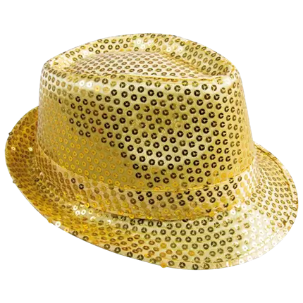 Gorro Borsalino Adulto Lentejuelas Doradas - Accesorios de Fiesta
