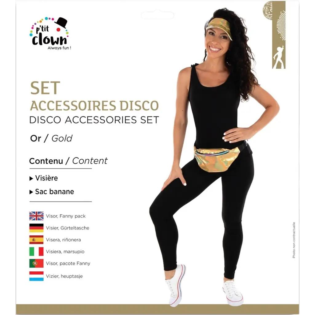 Set de Accesorios Disco Dorado Adulto - Accesorios de Noche Disco