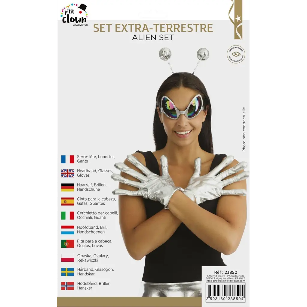 Extra-Terrestrial Silver Adult Accessories Set - Accesorios para disfraces de extraterrestres