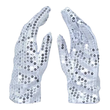 Guantes de lentejuelas plateadas para adultos - Disco Accessories