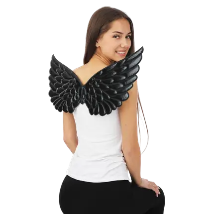 Alas de ángel negras 62 cm - Accesorios para disfrazarse de ángel o demonio