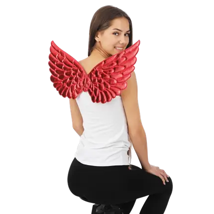 Alas de ángel rojo 62 cm - Accesorios para disfraces de ángel o demonio