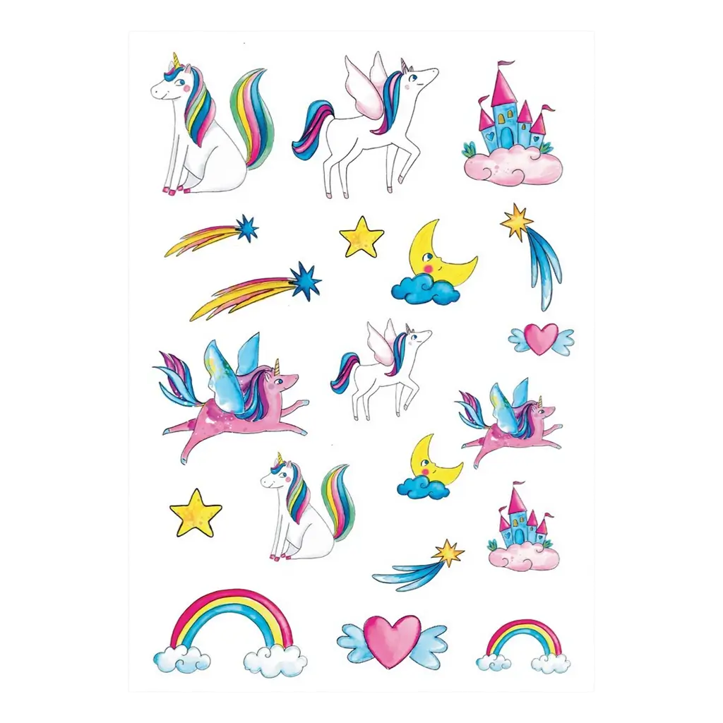 Tatuajes efímeros de unicornios para niños - Accesorios para cumpleaños