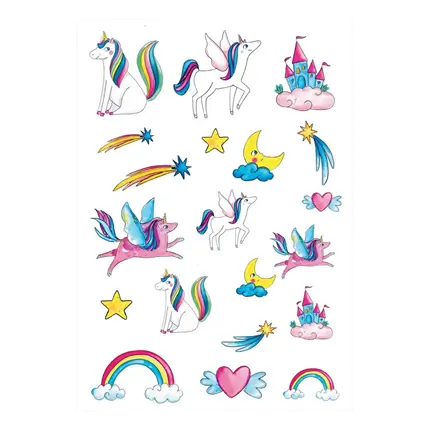Tatuajes efímeros de unicornios para niños - Accesorios para cumpleaños