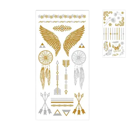 Tatuajes efímeros de oro y plata - Accesorios de fiesta