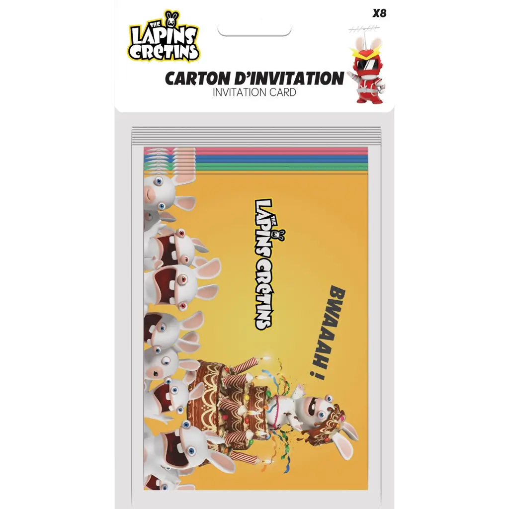 Set de 8 tarjetas de invitación Rabbids™ - Fiesta de cumpleaños infantil