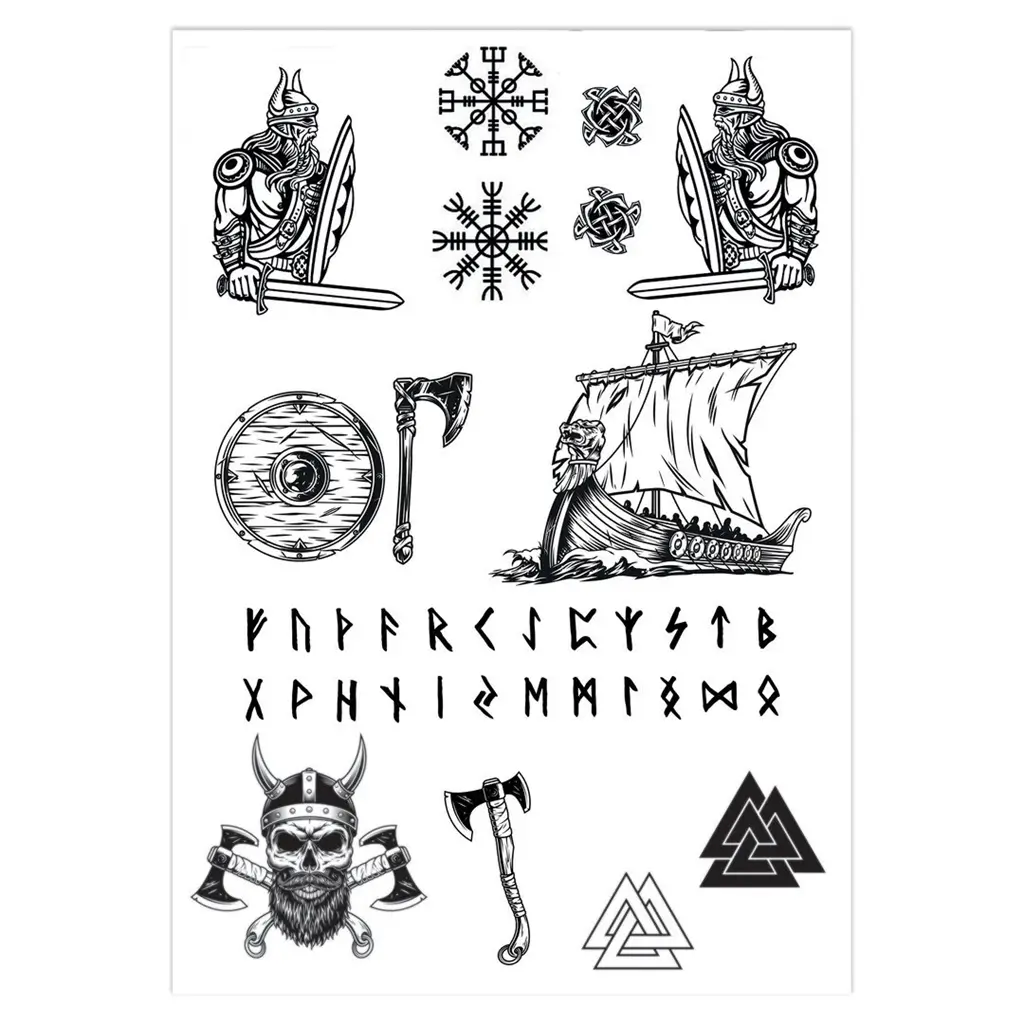 Tatuajes efímeros de vikingos - Accesorios para cumpleaños infantiles