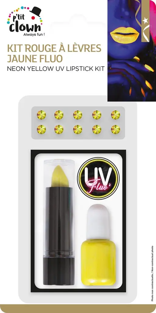 Kit de Maquillaje Amarillo Fluorescente - Accesorios Disfraz