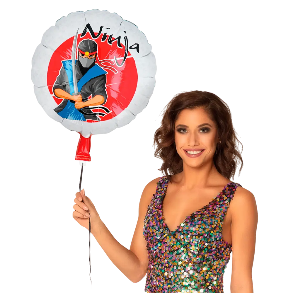 Globo Ninja de aluminio - Decoración de cumpleaños temática Ninja para niño