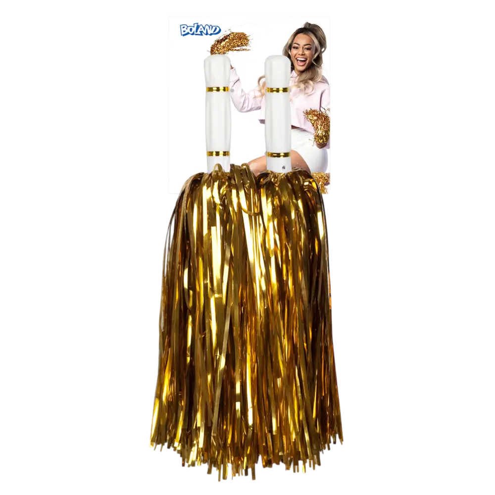 Pompones metálicos dorados - Accesorios de fiesta brillantes