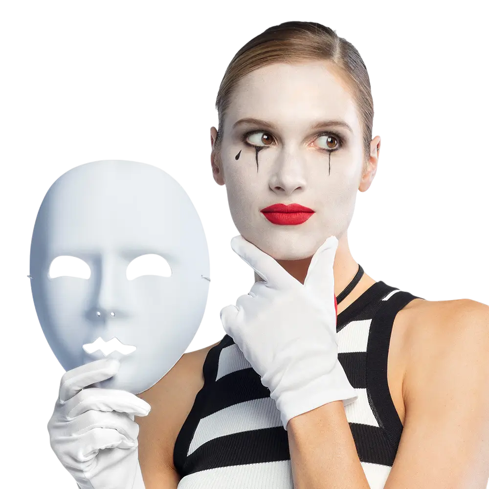 Máscara de Mimo Blanca - Accesorio Disfraz Carnaval