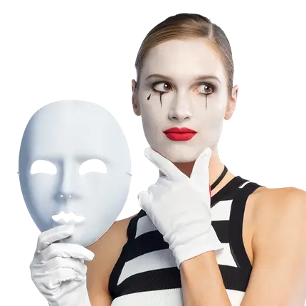 Máscara de Mimo Blanca - Accesorio Disfraz Carnaval