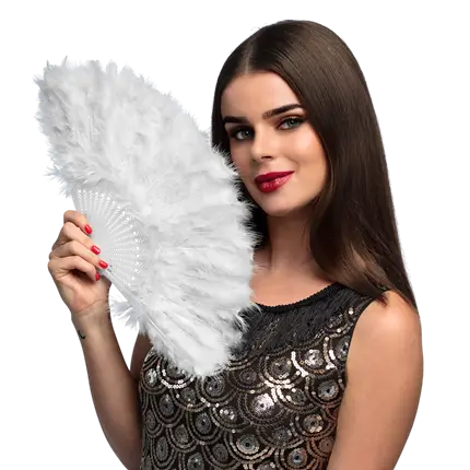 Abanico Blanco Años 20 - Accesorio Charleston Gatsby Mujer