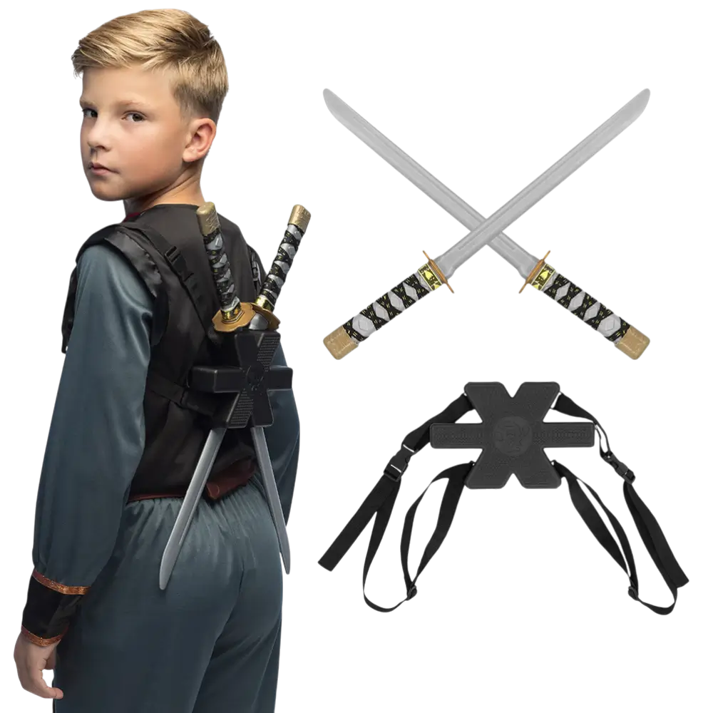 2 Espadas Ninja Kit - Niño Ninja Disfraz Lucha Juguete