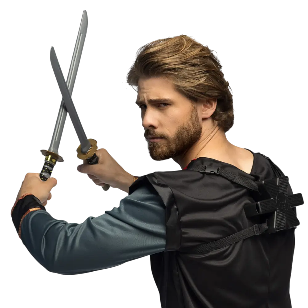 2 Espadas Ninja Kit - Niño Ninja Disfraz Lucha Juguete