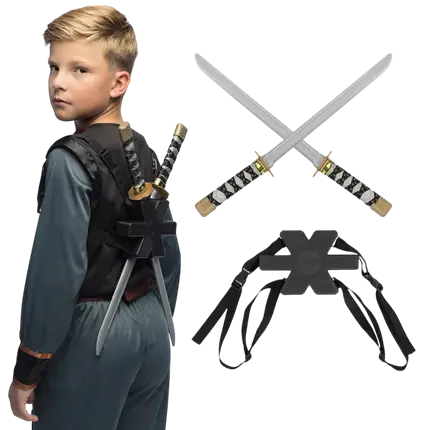 2 Espadas Ninja Kit - Niño Ninja Disfraz Lucha Juguete