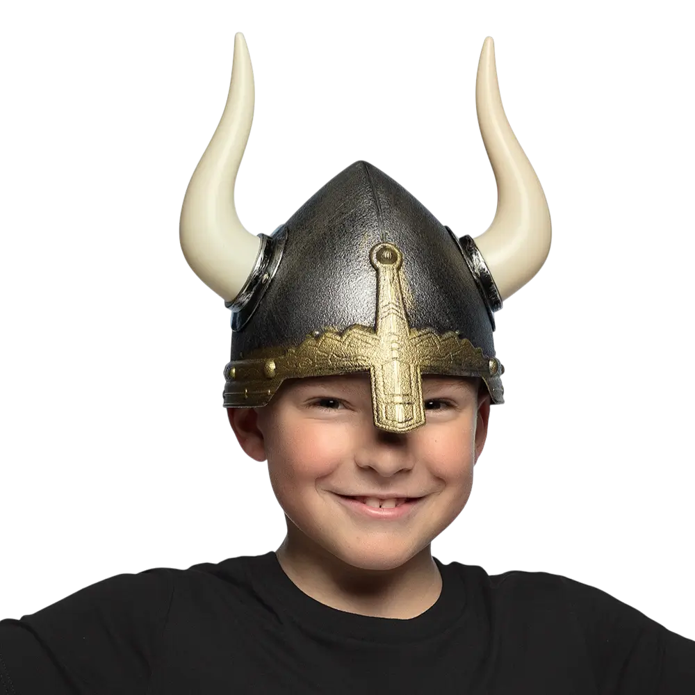 Casco vikingo para niños - accesorio para disfrazarse de guerrero nórdico