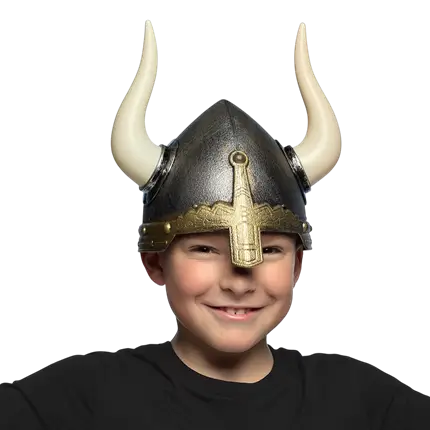 Casco vikingo para niños - accesorio para disfrazarse de guerrero nórdico