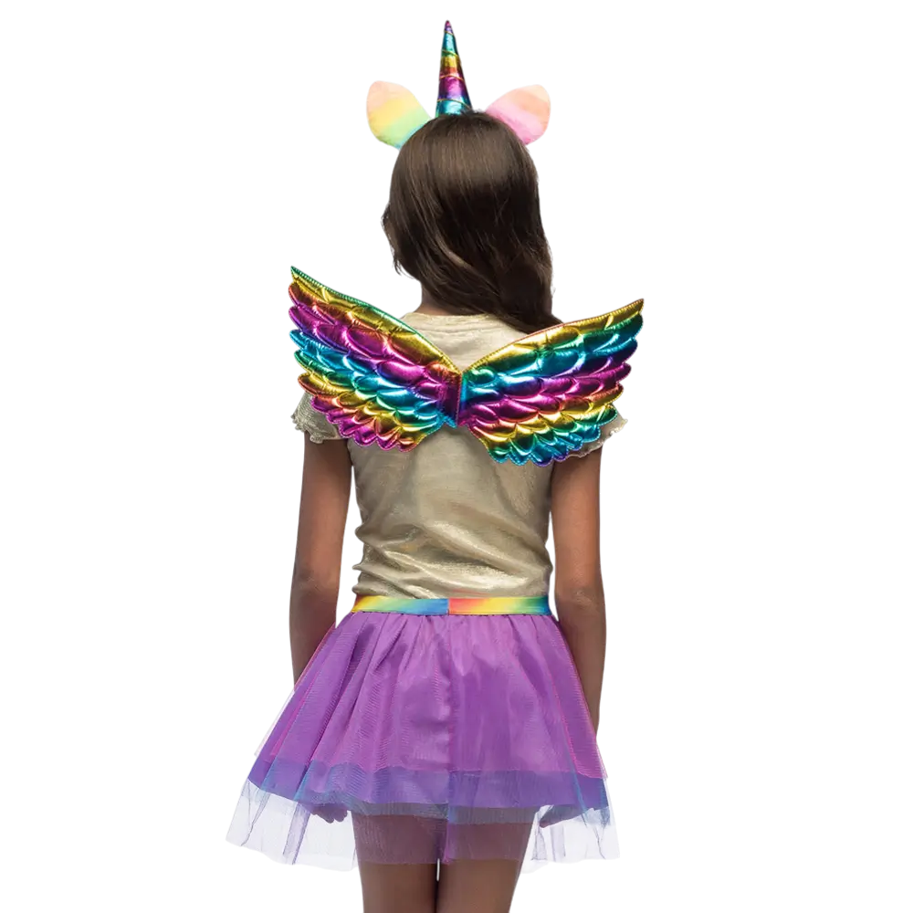 Kit Unicornio Arco Iris Infantil - Hada Fantasía Accesorios Disfraz