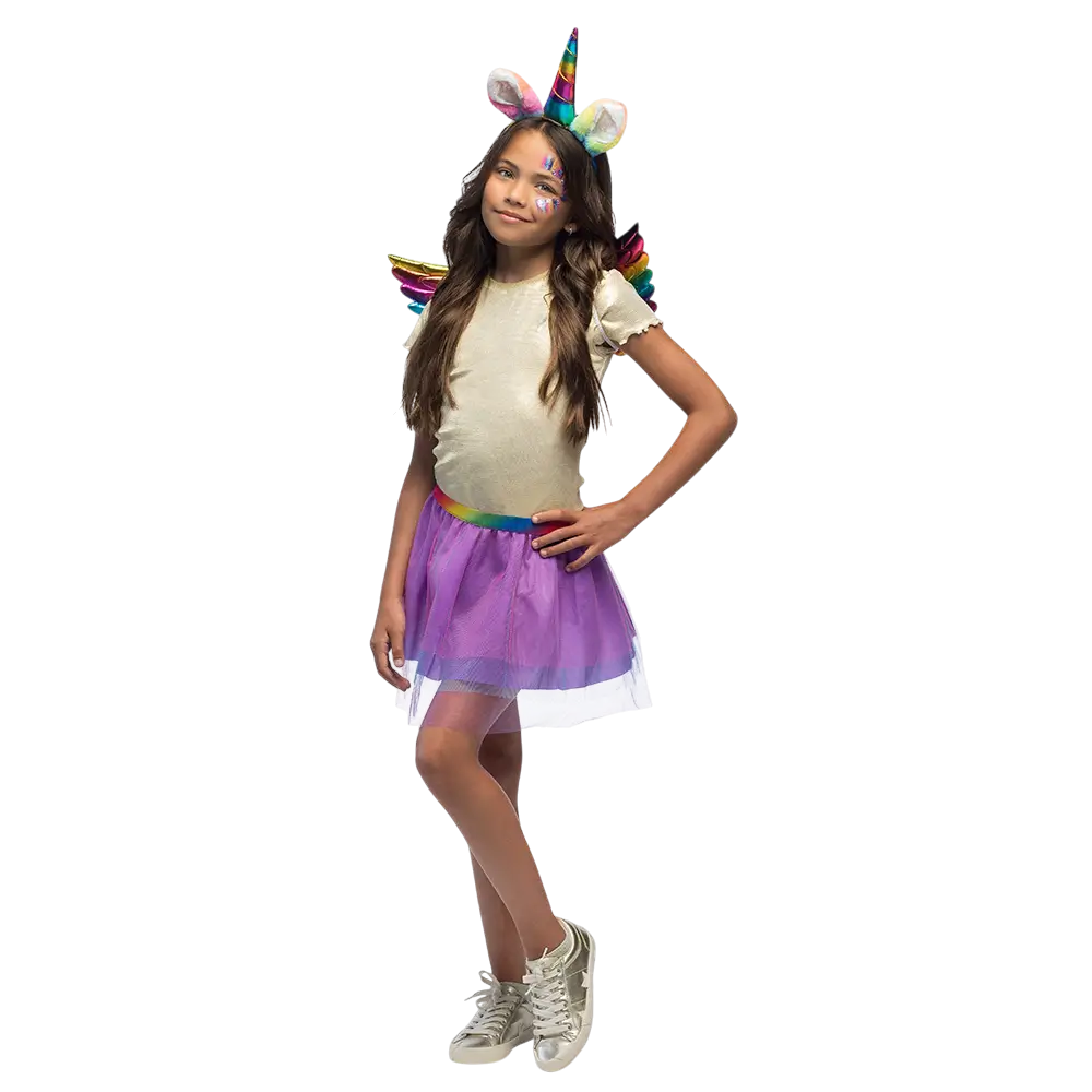 Kit Unicornio Arco Iris Infantil - Hada Fantasía Accesorios Disfraz