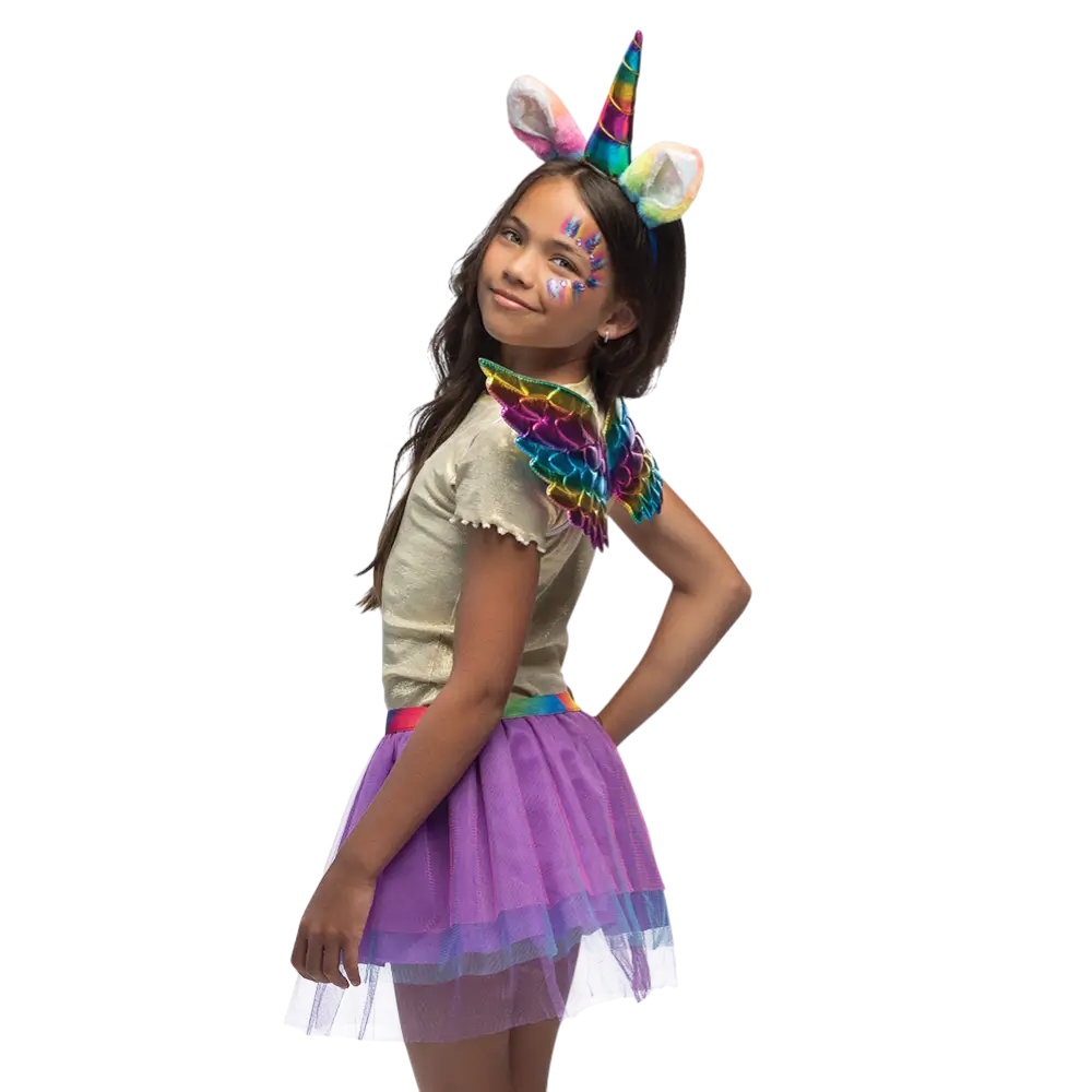 Kit Unicornio Arco Iris Infantil - Hada Fantasía Accesorios Disfraz