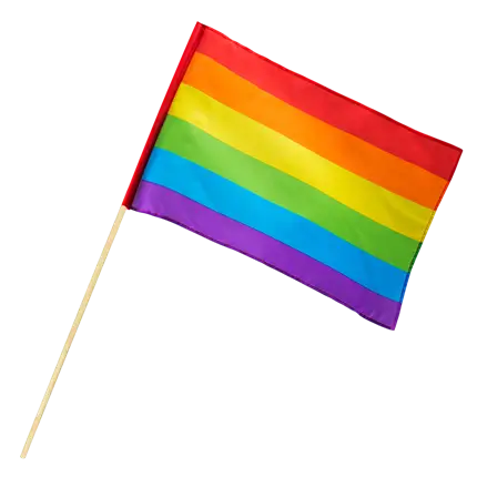 Bandera de mano de poliéster arco iris