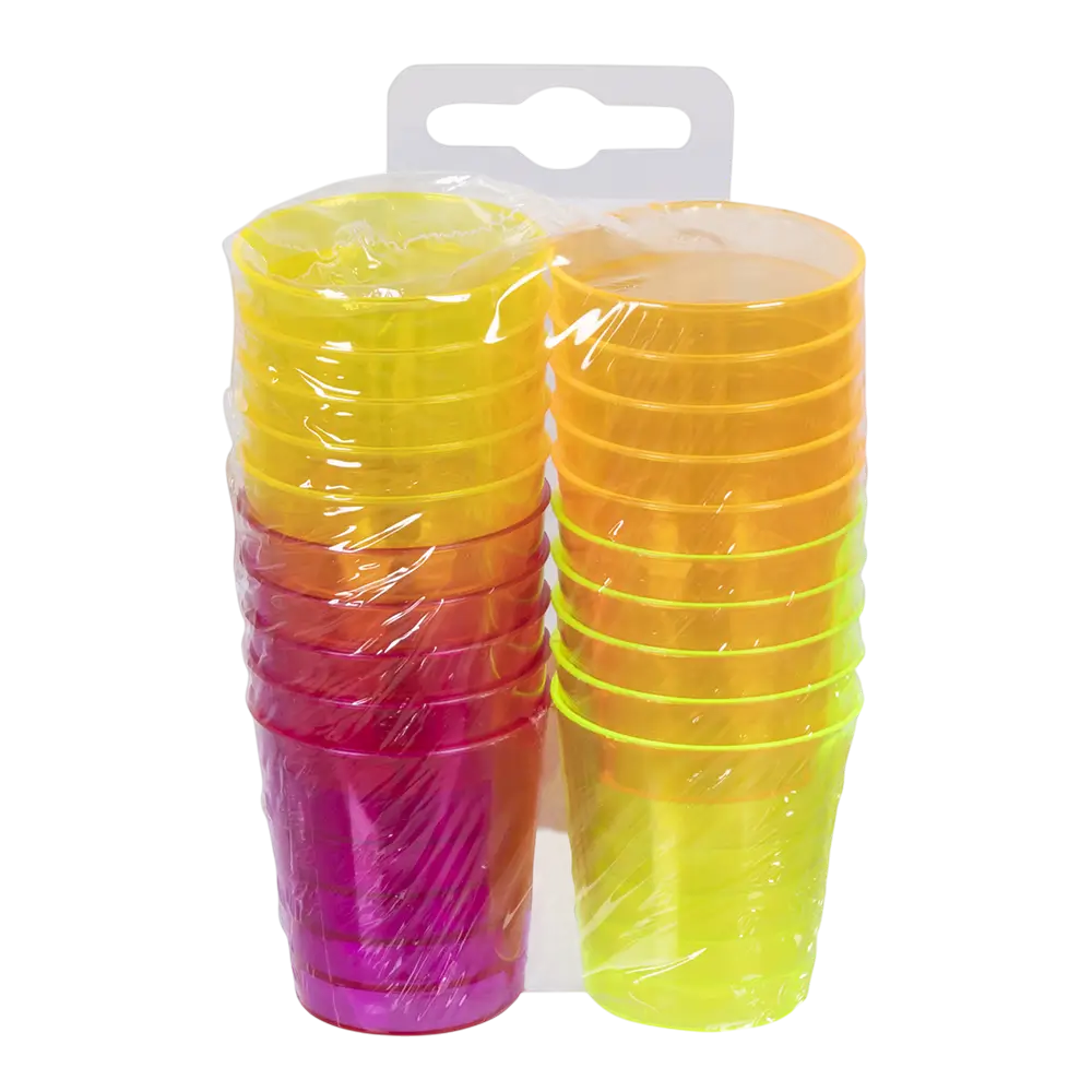 20 vasos de chupito fluorescentes UV reutilizables de 50 ml