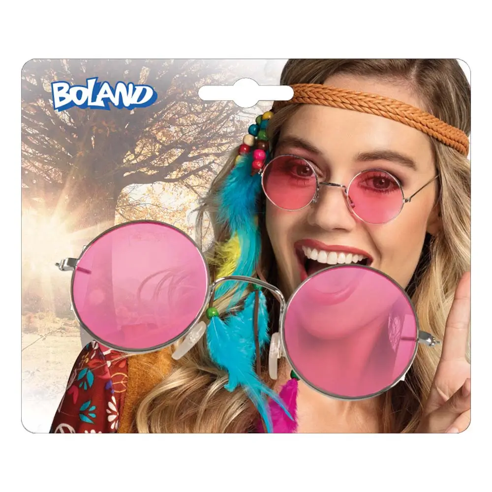 Gafas de fiesta hippie John rosa
