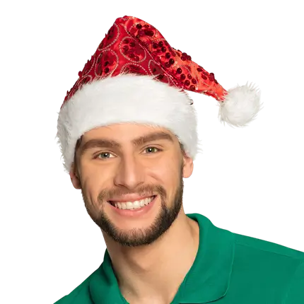 Gorro de Navidad con lentejuelas rojas