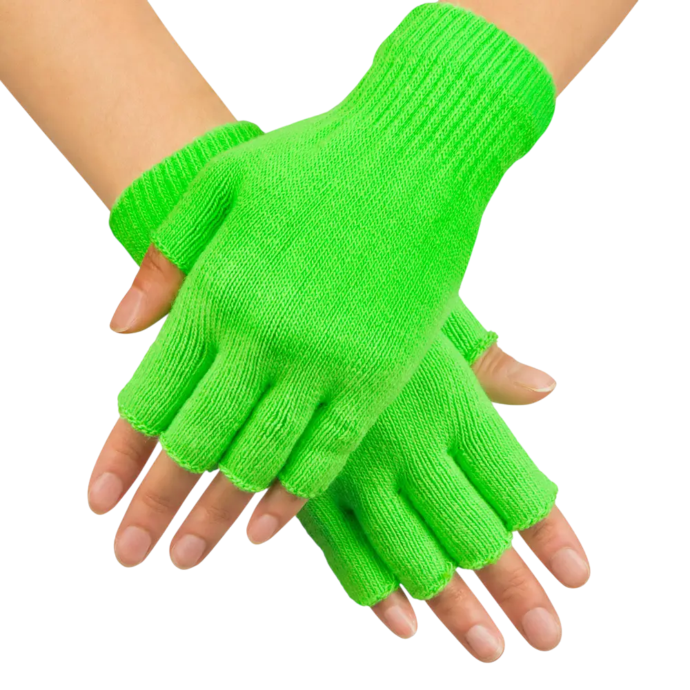 Manopla de lana verde fluorescente