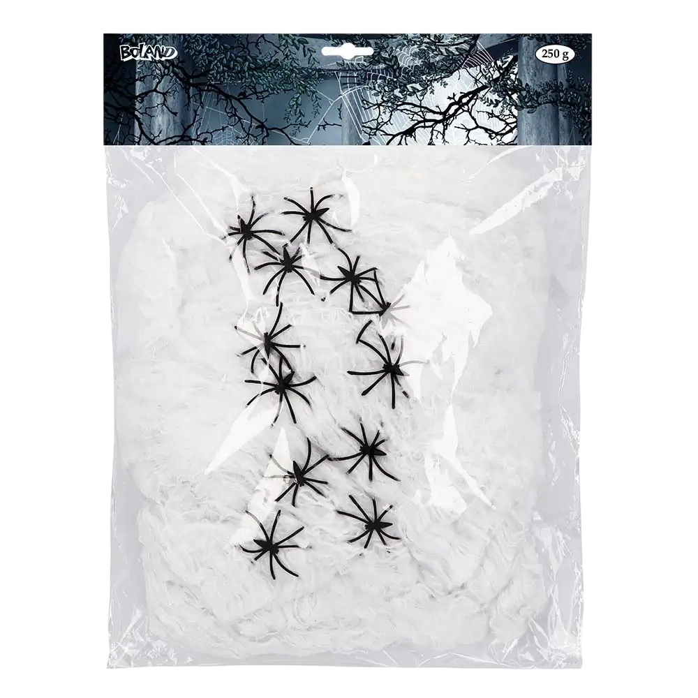 Tela de araña 250 g blanca con arañas