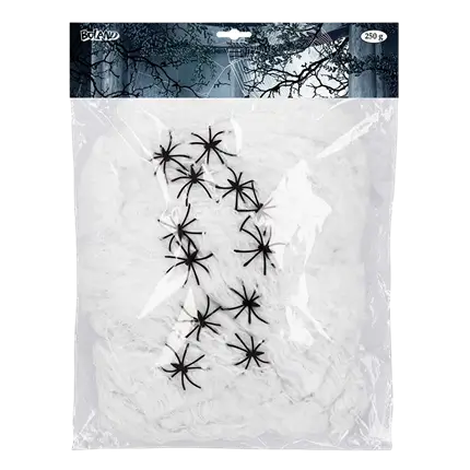 Tela de araña 250 g blanca con arañas