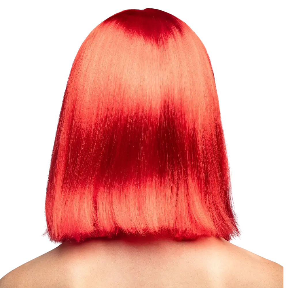 Peluca rojo neón con flequillo