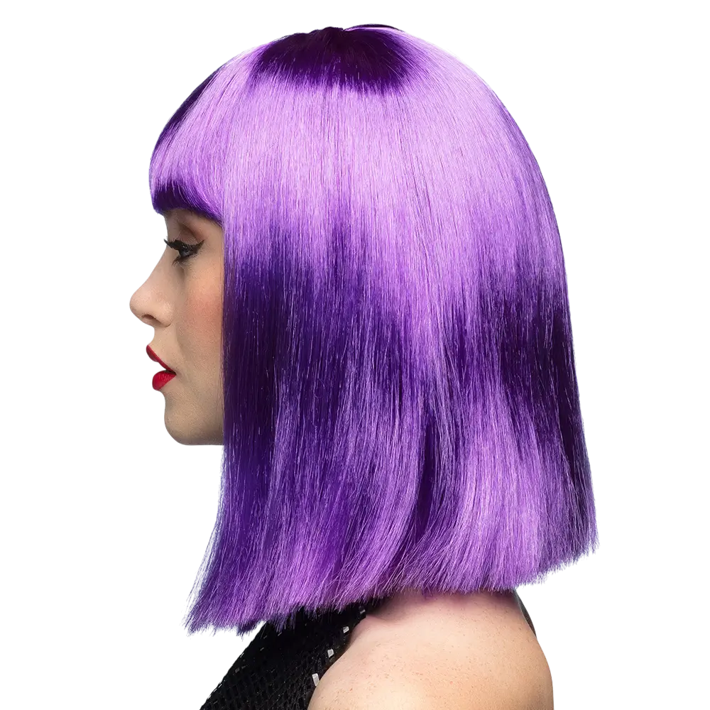 Peluca morado neón con flequillo