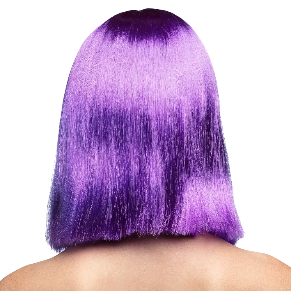 Peluca morado neón con flequillo