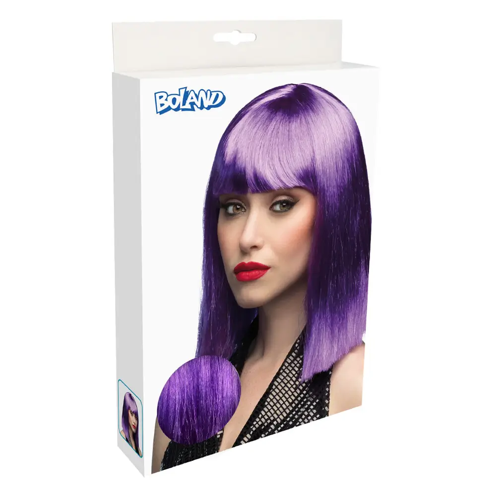 Peluca morado neón con flequillo