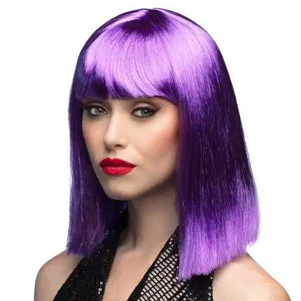 Peluca morado neón con flequillo