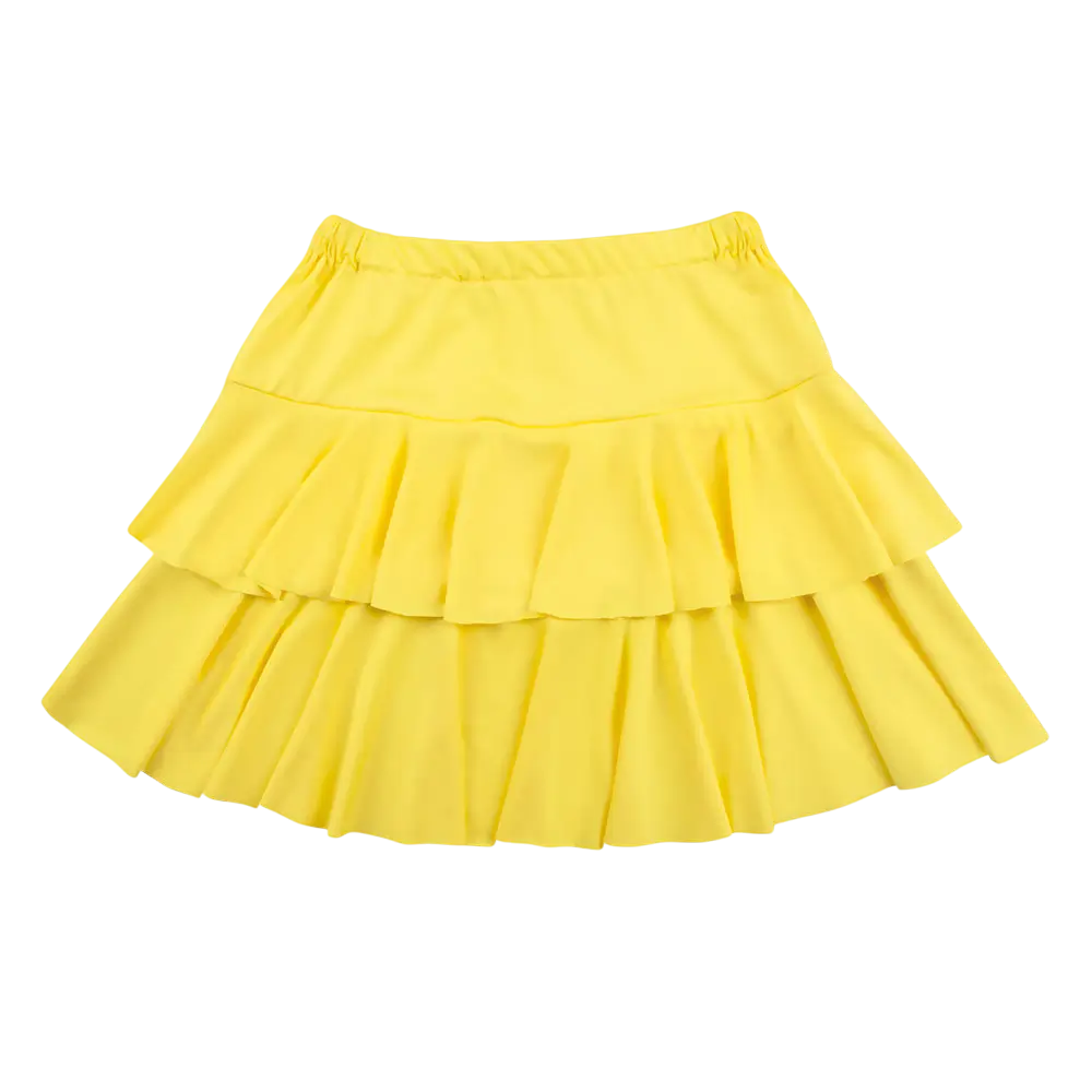 Amarillo fluorescente Minifalda de volantes