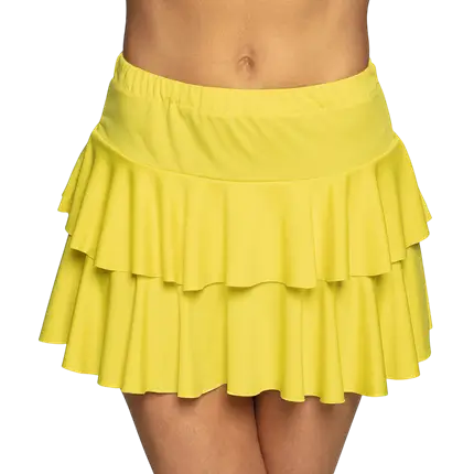 Amarillo fluorescente Minifalda de volantes