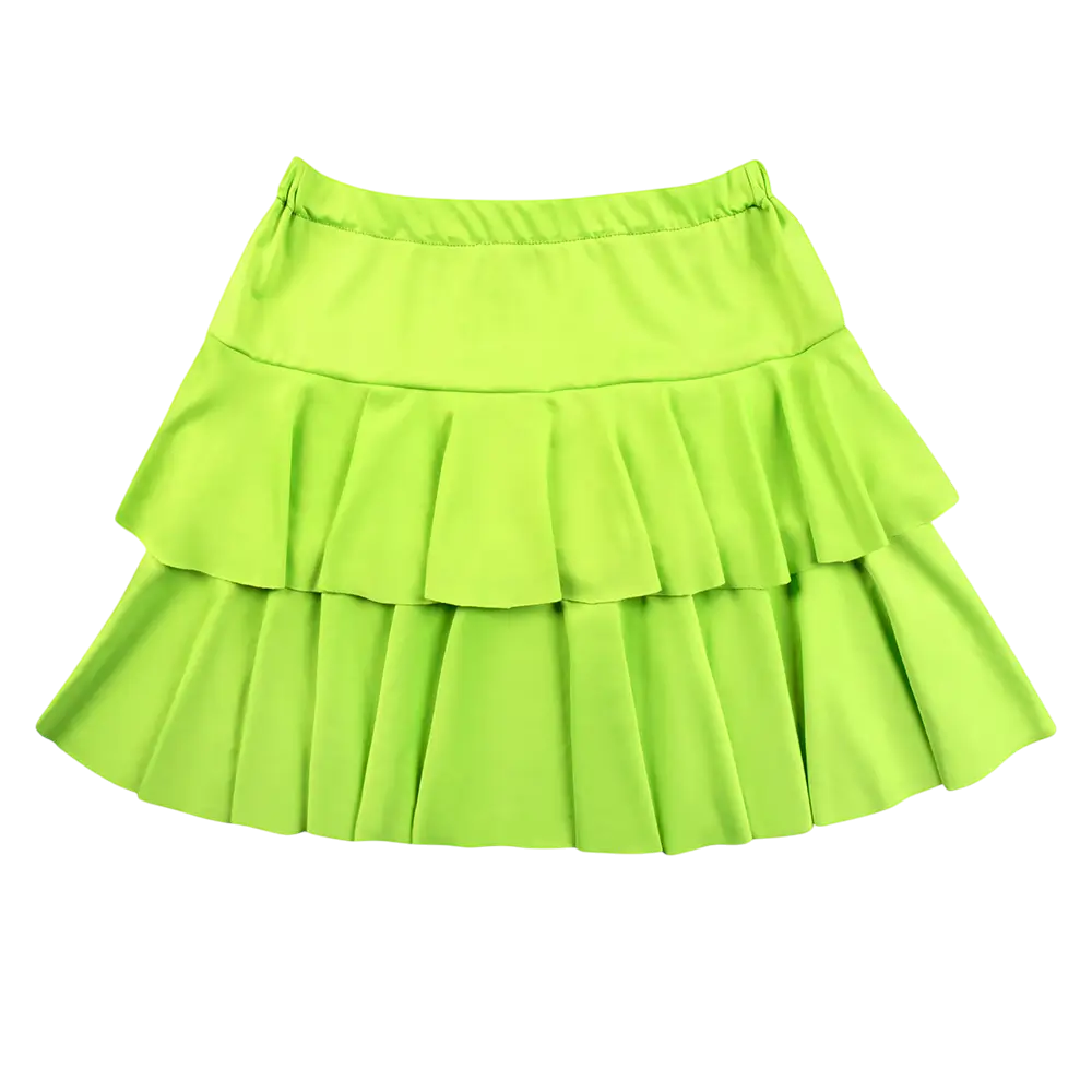 Verde fluorescente Minifalda de volantes