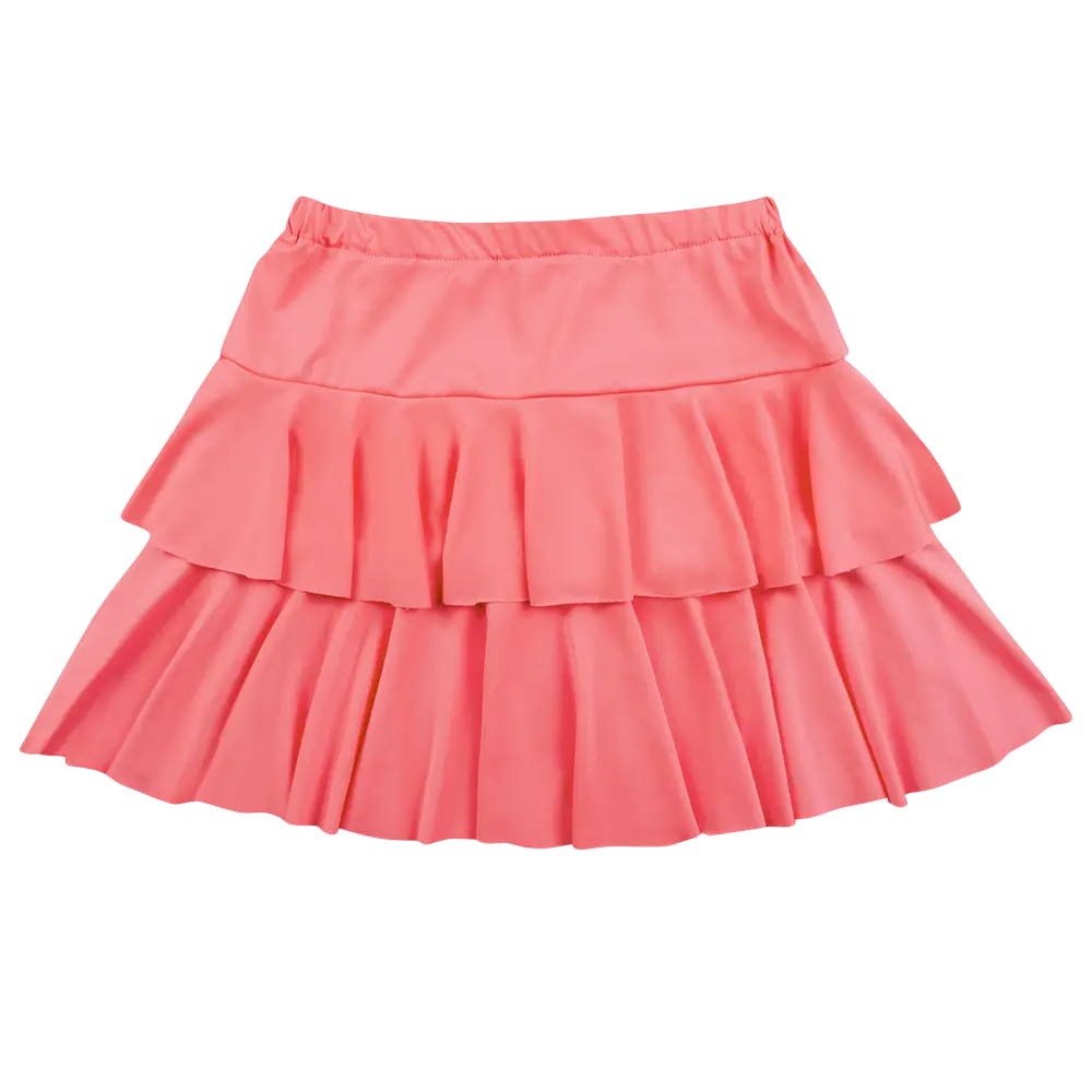 Minifalda de volantes rosa neón