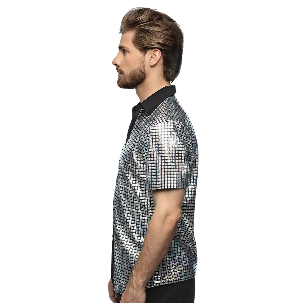 Camisa Disco Diamond plateada - XL