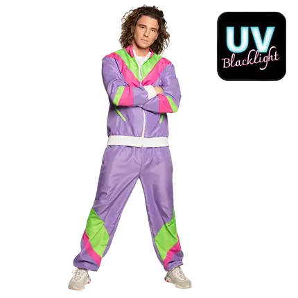 Chándal disfraz retro morado neón para hombre - XL