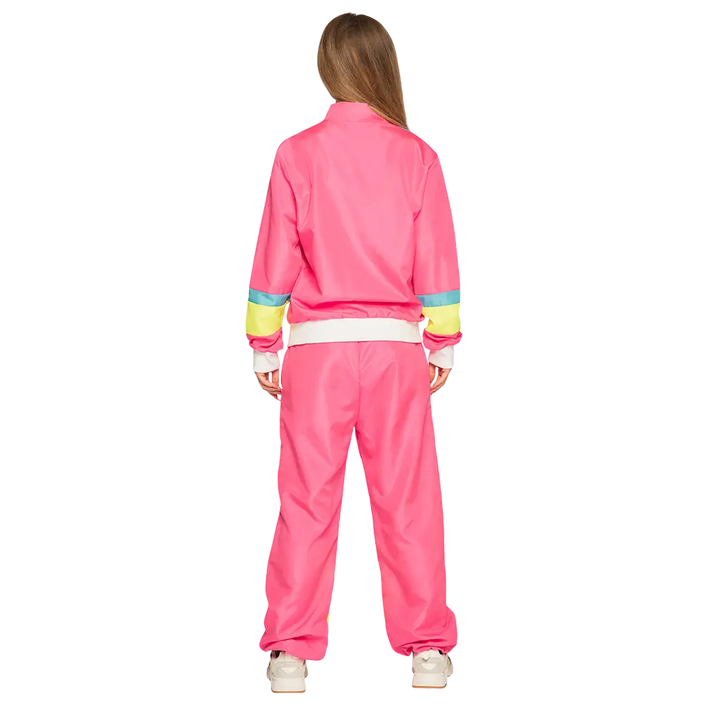Disfraz de chándal retro rosa neón para mujer - M